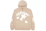 Spider Brand White Printed Light Brown Hoodie