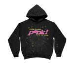 Spider Brand Pink Printed Black Hoodie