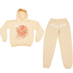 Spider Brand 22ss Flame Logo Beige Tracksuit