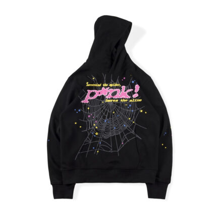 Black Sp5der Hoodie With Pink Logo