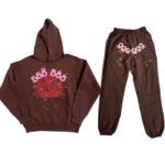 Brown Sp5der Web Pattern Tracksuit