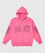 Palace Logo With Zipper Sp5der Pink Hoodie