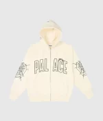 Palace Logo With Zipper Sp5der White Hoodie