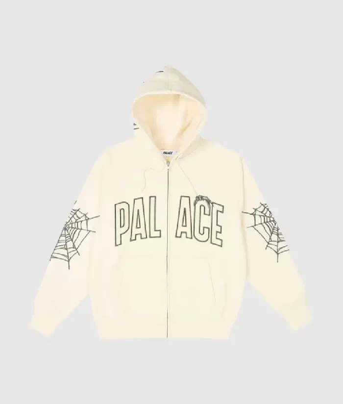 Palace Logo With Zipper Sp5der White Hoodie
