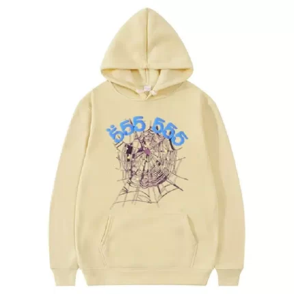 Angel Number 555 With Sp5der Logo Khaki Hoodie