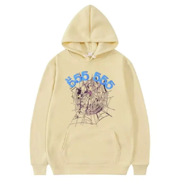 Angel Number 555 With Sp5der Logo Khaki Hoodie