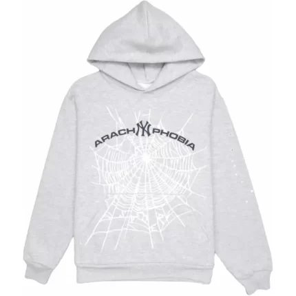 Arach NY Phobia With Sp5der Logo Grey Hoodie