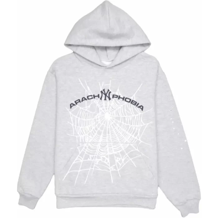 Arach NY Phobia With Sp5der Logo Grey Hoodie