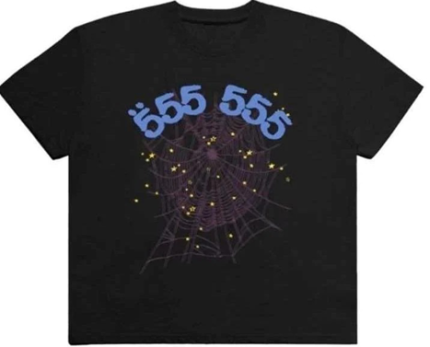 555 Printed Sp5der Men Black T-Shirt