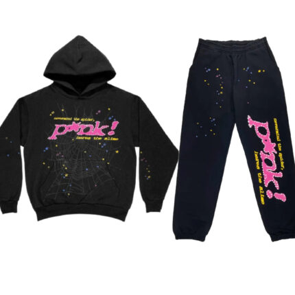 Black Sp5der Pink Logo Tracksuit